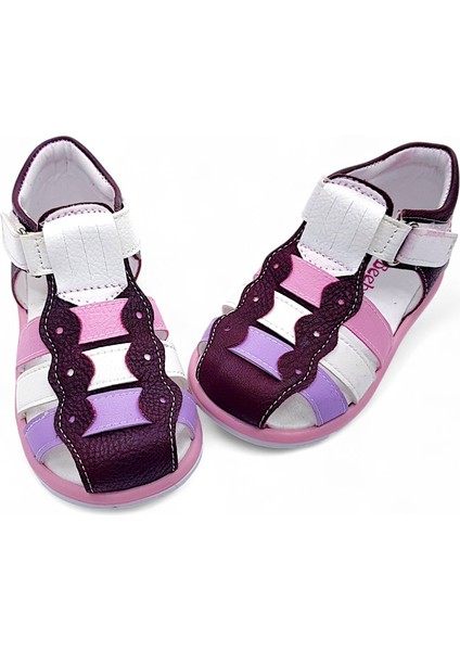 Ortopedik Kız Bebek ve Çocuk Sandaleti KBGCM2406 Bordo Pembe Beyaz 24