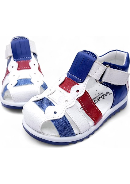 Ortopedik Erkek Bebek ve Çocuk Sandaleti EBGCM2406 Beyaz Lacivert Kırmızı 23
