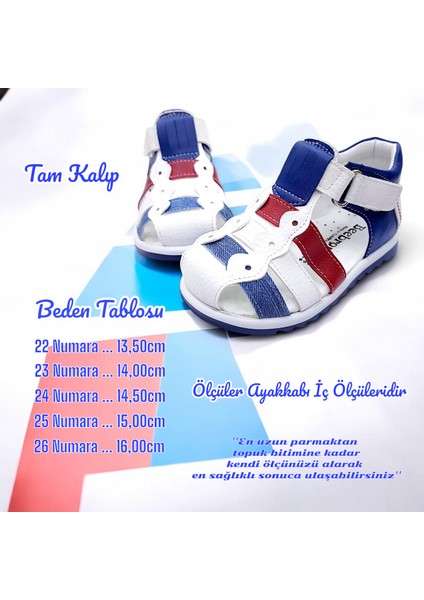 Ortopedik Erkek Bebek ve Çocuk Sandaleti EBGCM2406 Beyaz Lacivert Kırmızı 23