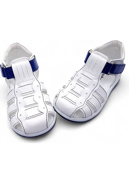 Ortopedik Erkek Bebek ve Çocuk Sandaleti EBGCM2406 Beyaz Lacivert 22