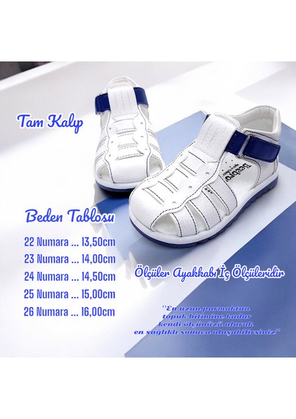 Ortopedik Erkek Bebek ve Çocuk Sandaleti EBGCM2406 Beyaz Lacivert 22