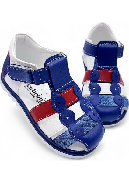 Ortopedik Erkek Bebek ve Çocuk Sandaleti EBGCM2406 Lacivert Beyaz Kırmızı 25