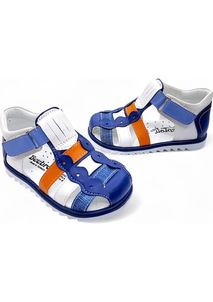 Ortopedik Erkek Bebek ve Çocuk Sandaleti EBGCM2406 Lacivert Mavi Turuncu 24