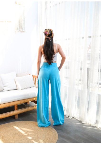 Kadın Düğme Detaylı Dökümlü Palazzo Pantolon fiyatları