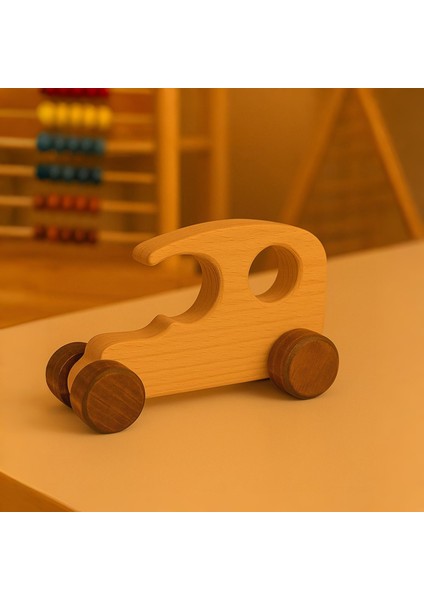 Ahşap El Yapımı Doğal Montessori Araba Tekerlekli Oyuncak - 5056 fırsatları