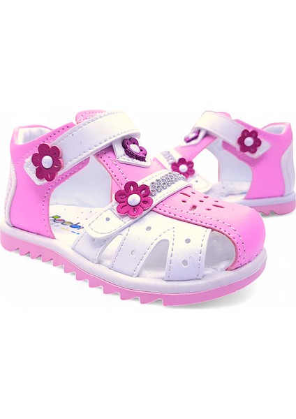 Ortopedik Kız Bebek ve Çocuk Sandaleti KBTKL2407 Pembe Beyaz 24