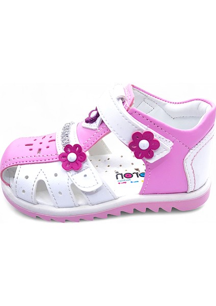 Ortopedik Kız Bebek ve Çocuk Sandaleti KBTKL2407 Pembe Beyaz 24