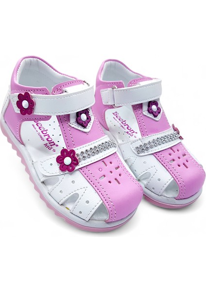 Ortopedik Kız Bebek ve Çocuk Sandaleti KBTKL2407 Pembe Beyaz 24