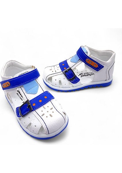 Ortopedik Erkek Bebek ve Çocuk Sandaleti EBTKL2407 Beyaz Saks 23