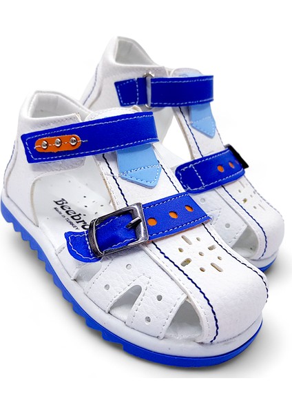 Ortopedik Erkek Bebek ve Çocuk Sandaleti EBTKL2407 Beyaz Saks 23