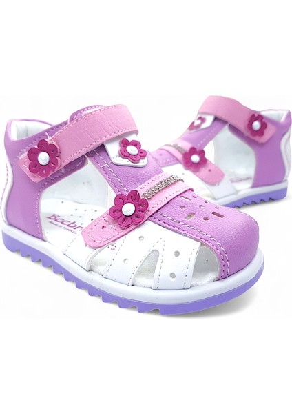 Ortopedik Kız Bebek ve Çocuk Sandaleti KBTKL2407 Lila Beyaz Pembe 22
