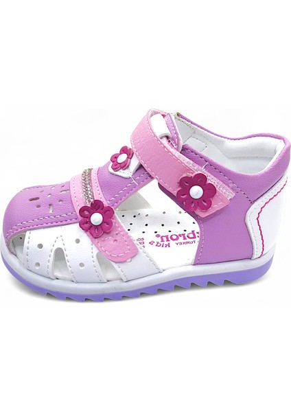 Ortopedik Kız Bebek ve Çocuk Sandaleti KBTKL2407 Lila Beyaz Pembe 22