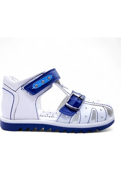 Ortopedik Erkek Bebek ve Çocuk Sandaleti EBTKL2407 Beyaz Lacivert 25