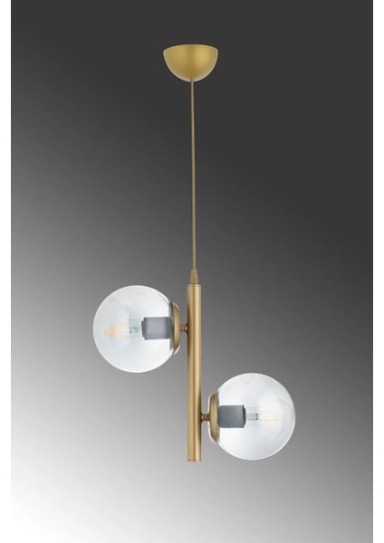 Salkım 2'li Eskitme Füme Glop Camlı Modern Avize