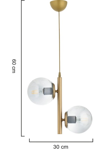 Salkım 2'li Eskitme Füme Glop Camlı Modern Avize