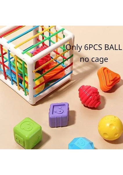 Renkli Şekil Blokları Sıralama Oyunu Bebek Montessori Öğrenme Çocuklar Için Eğitim Oyuncakları Bebe Doğum Inny Bebek Et Éducation Hediye Color: 6pcs Çıngırak Topu (Yurt Dışından)