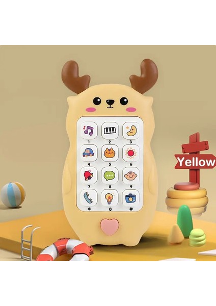 Bebek Telefon Oyuncakları Müzik Ses Telefon Uyku Oyuncakları ile Teether Simülasyonlu Telefon Bebek Bulmaca Erken Eğitim Oyuncak Çocuk Hediyeleri Renk: Geyik-Sarı (Yurt Dışından)