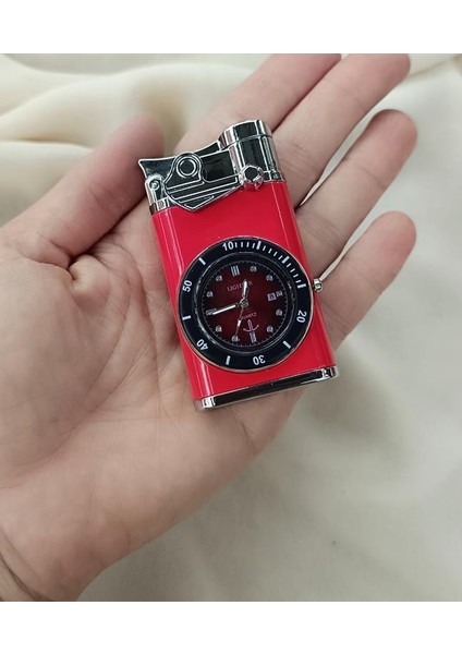 Saatli Çakmak Pürmüz Ayarlanabilir Mavi Gazlı Doldurulabilir Çift Alevli Çakmak Saat modelleri