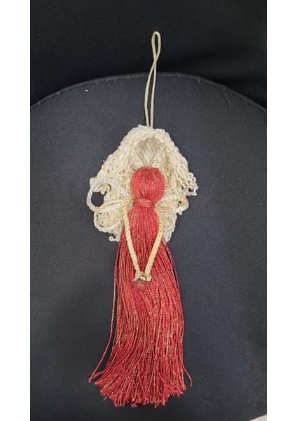 El Yapım Asmalık Kız Obje Kırmızı Püskül Taiji Taichi Geleneksel Sanat Saçları Açık 1 Adet