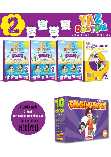 2. Sınıf Yaz Dostum Tatil Seti (3 Fasiküllü) +Paragraf Problem Kitabı + Çılgın Hayri Hikaye Seti