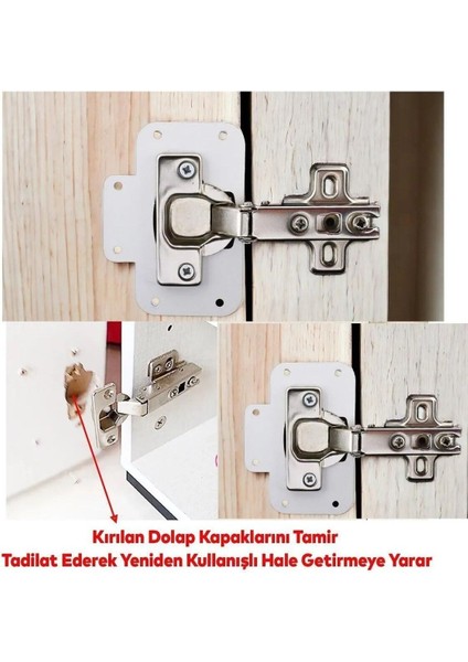 Beyaz Renk Dolap Kapak Taş Tas Menteşe Tamir Sacı 6 Adet Pratik Onarım Kiti Yuva Tablası 6,5x9