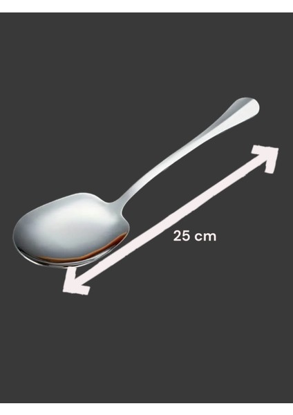 Çelik 25 Cm- 21 cm 2 Adet Büyük Küçük Boy Servis Kaşığı / Sunum Kaşığı