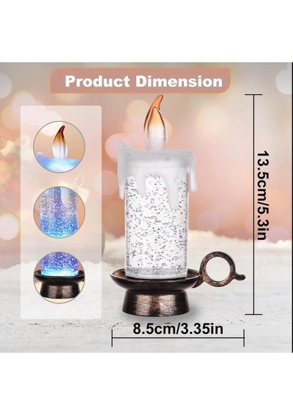 Yeşil LED Işıklı Pilli Mum Altı Gümüş Renk Noel Süsleme Gece Lamba Aydınlatma 13,5x8,5cm 1 Adet