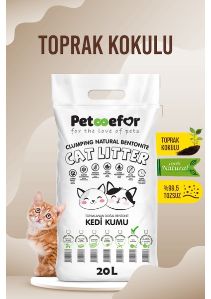 20 Lt Toprak Kokulu Yeni Nesil Organik Kahverengi Kedi Kumu