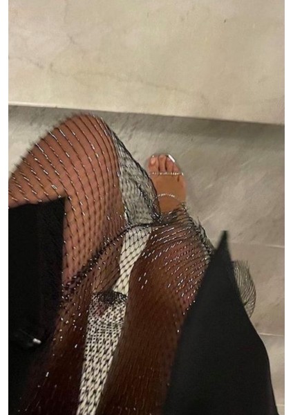 Kristal Taşlı Transparan Bol Pantolon