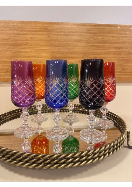 Kahve Yanı Bardak 6'lı Bohemıa Kristal Renkli 180 ml