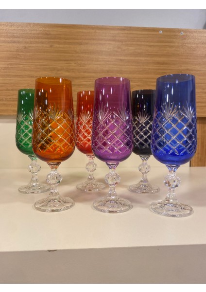 Kahve Yanı Bardak 6'lı Bohemıa Kristal Renkli 180 ml