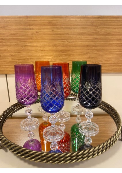 Kahve Yanı Bardak 6'lı Bohemıa Kristal Renkli 180 ml
