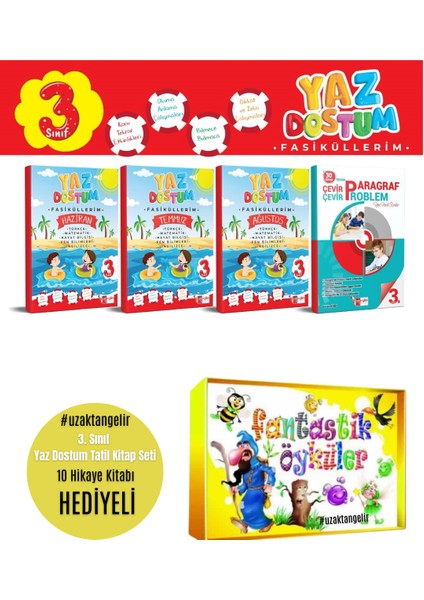 3. Sınıf Yaz Dostum Tatil Seti (3 Fasiküllü) +Paragraf Problem Kitabı +Fantastik Öyküler Hikaye Seti