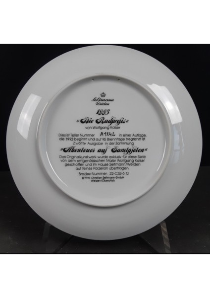 Alman Kedi Bisiklet Duvar Tabak 1993 Bisiklet Ödülü Vintage Sokak Porzellan 1 Adet