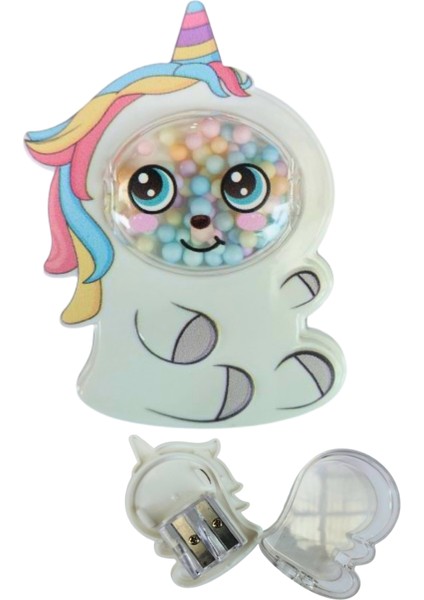 Köpüklü Unicorn Figürlü Çift Bıçaklı Kalemtraş Hazneli 1 Adet