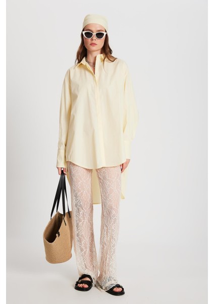 Kadın Ekru Dantel Pantolon 29173