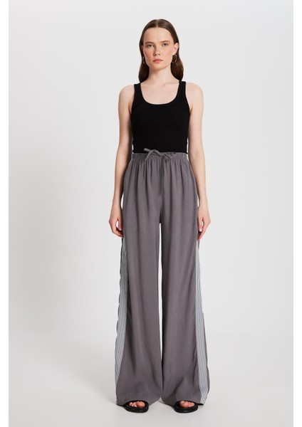 Kadın Antrasit %100 Modal Bol Kesim Yanları Şeritli Pantolon 29139 fiyatları
