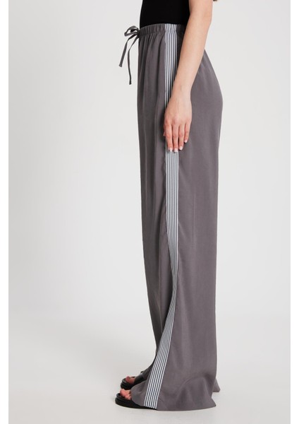 Kadın Antrasit %100 Modal Bol Kesim Yanları Şeritli Pantolon 29139 modelleri