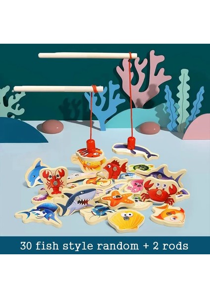 Ahşap Manyetik Balıkçılık Oyuncakları Ebeveyn-Çocuk Etkileşimli Montessori Biliş Numarası Deniz Yaşam Karikatür Erken Eğitim Kid Hediyesi: 20 Pcs (Yurt Dışından)