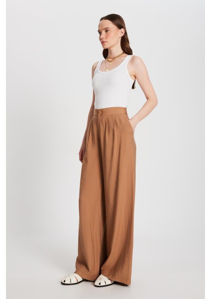 Kadın Camel Kendinden Desenli Palazzo Pantolon 29099 fiyatları