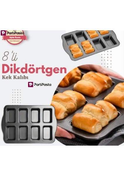 Dikdörtgen Mini Baton Kek Kalıbı 8'li