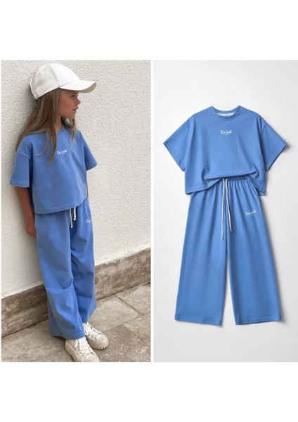 Yazı Baskı Detaylı Kız Çocuk Alt Üst Eşofman Takım