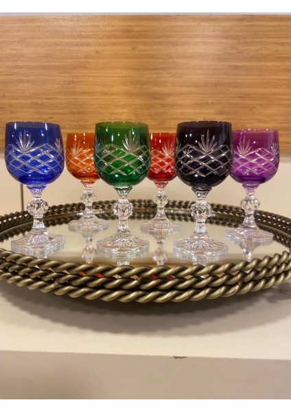 Kahve Yanı Bardak 6'lı Bohemıa Kristal Renkli 90 ml