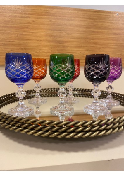Kahve Yanı Bardak 6'lı Bohemıa Kristal Renkli 90 ml