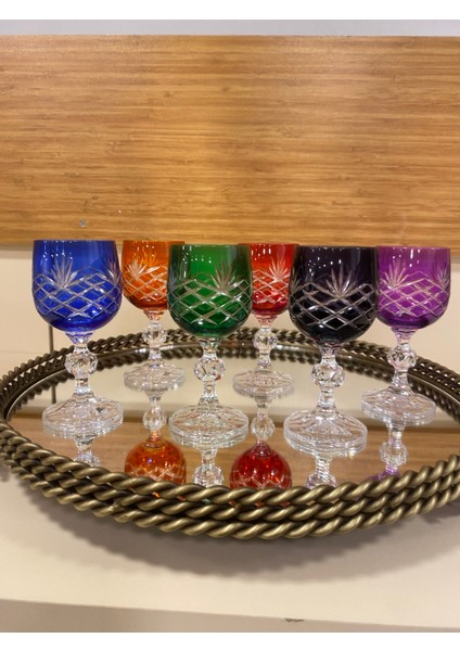 Kahve Yanı Bardak 6'lı Bohemıa Kristal Renkli 90 ml