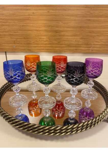 Kahve Yanı Bardak 6'lı Bohemıa Kristal Renkli 90 ml