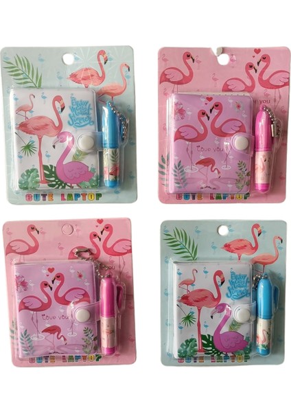 Kalemli Podifik Mini Defter - 3'lü Set - Flamingo Figürlü