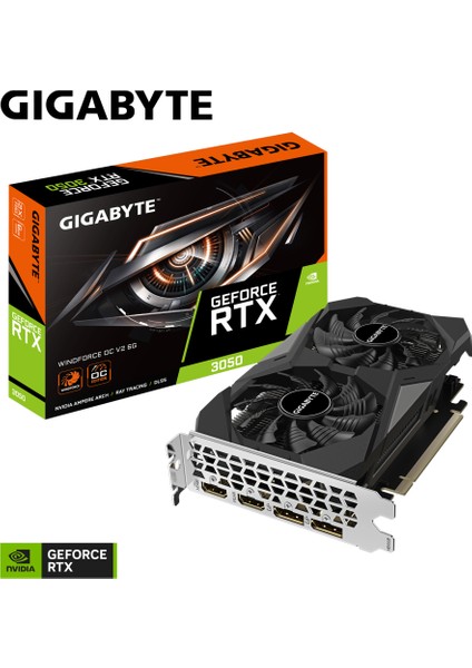 Gıgabyte GV-N3050WF2OCV2-6GD, RTX3050 Wındforce Oc, 6gb, Gddr6, 96BIT, 2xhdmı, 2xdp, Gamıng Ekran Kartı