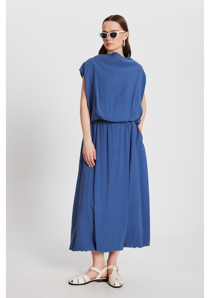 Kadın Indigo Modal Kumaş Alt/üst Bluz ve Etek Balon Takım 29237 fiyatları