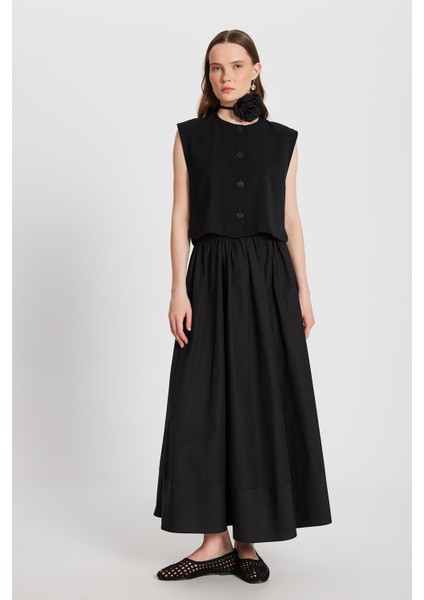 Kadın Siyah Hannah Düğmeli Yelek 29090